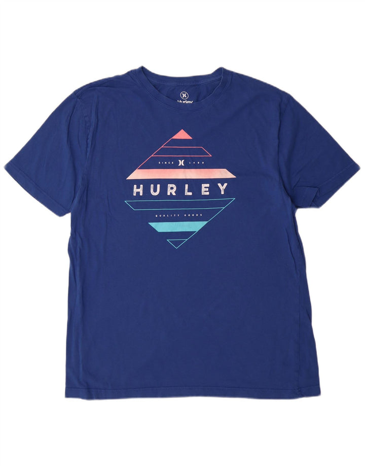 Męski T-shirt z grafiką Hurley, bawełniany, średni niebieski