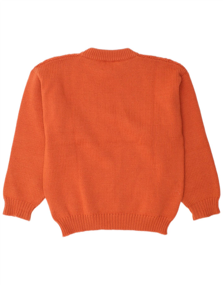 Męski sweter z okrągłym wycięciem pod szyją, ze znakiem towarowym, średni pomarańczowy kolor Fair Isle Wool