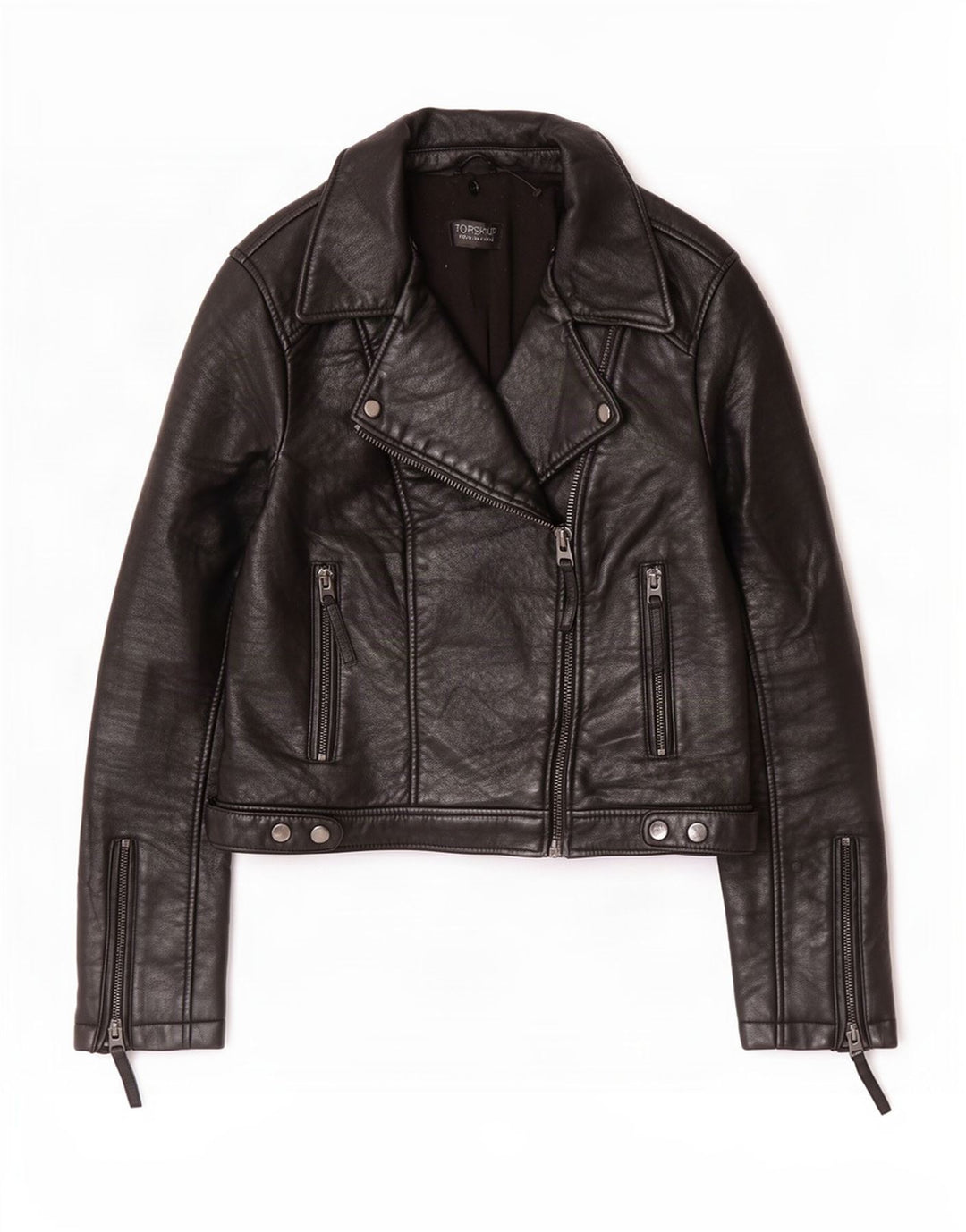 Damska skórzana kurtka motocyklowa Topshop UK 12, średnia czarna
