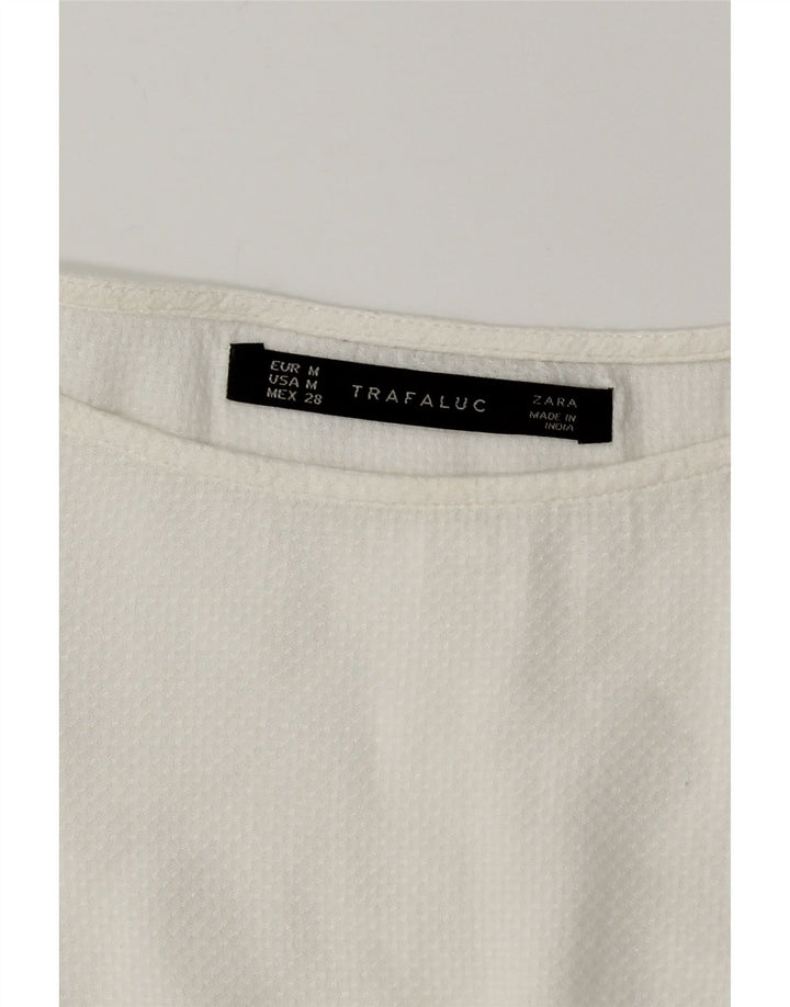Damska bluzka oversize Zara UK 14, średni biały poliester
