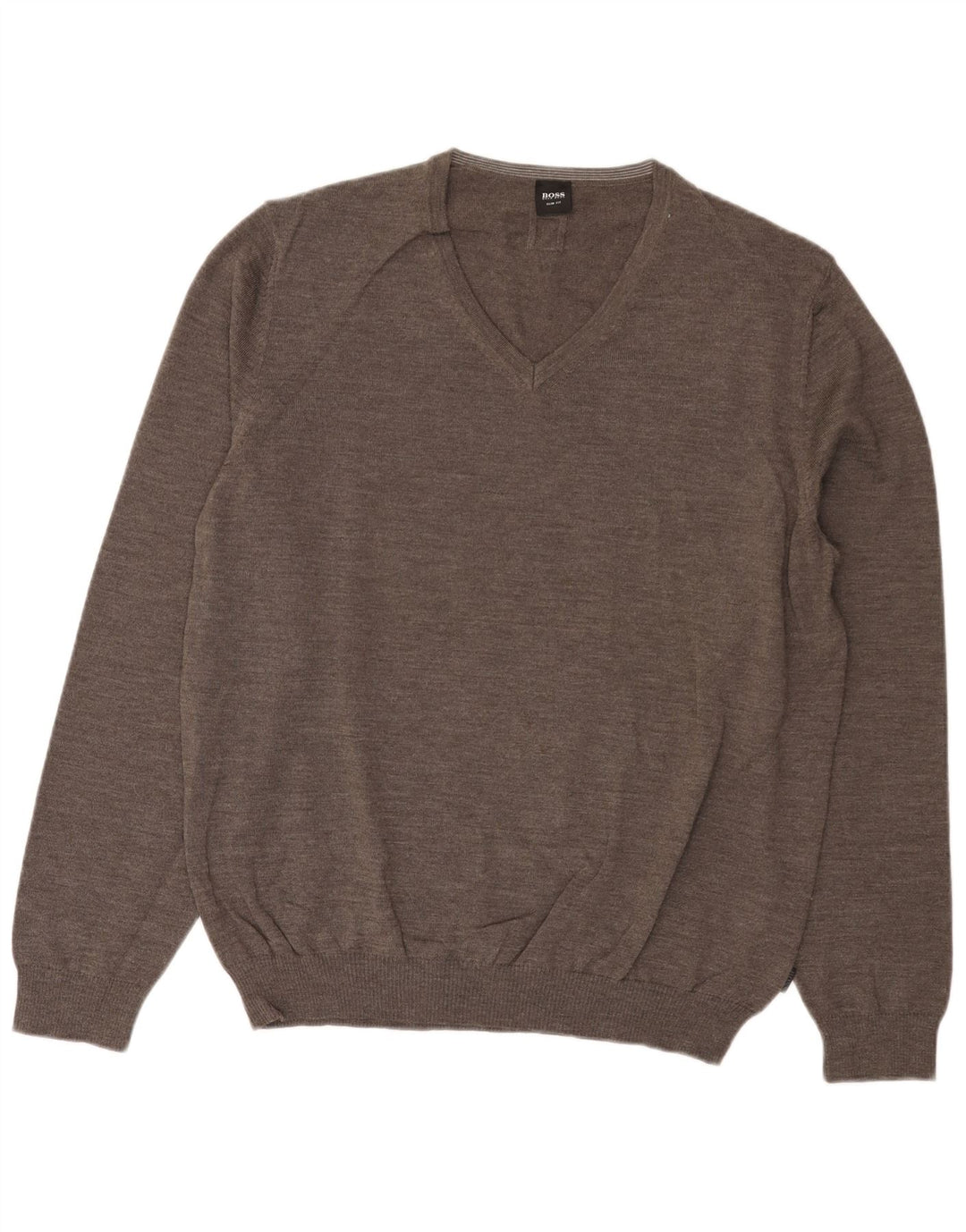 Męski sweter HUGO BOSS Slim Fit z dekoltem w kształcie litery V, 3XL, szara wełna