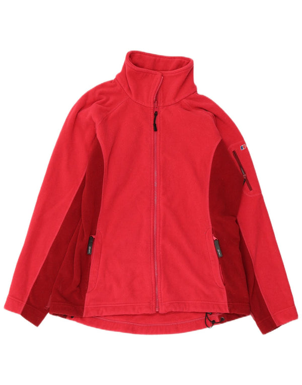 BERGHAUS Womens Fleece Jacket UK 12 Medium Red Colourblock Polyester