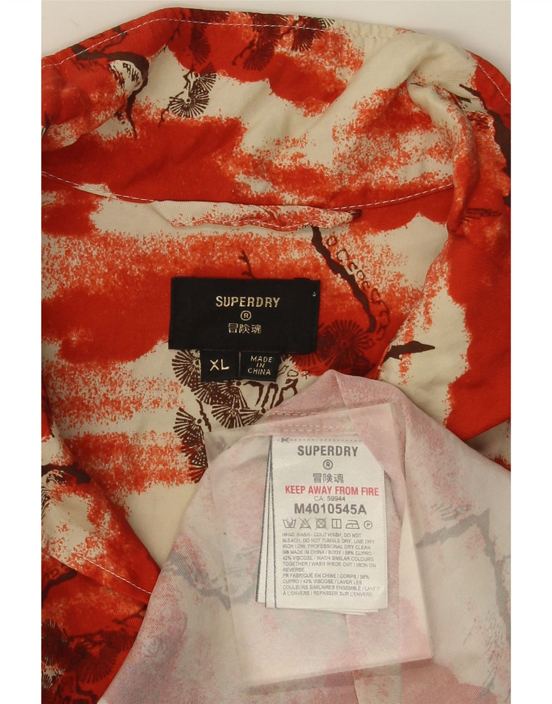 Męska koszula z krótkim rękawem Superdry XL Red Tie Dye Cupro