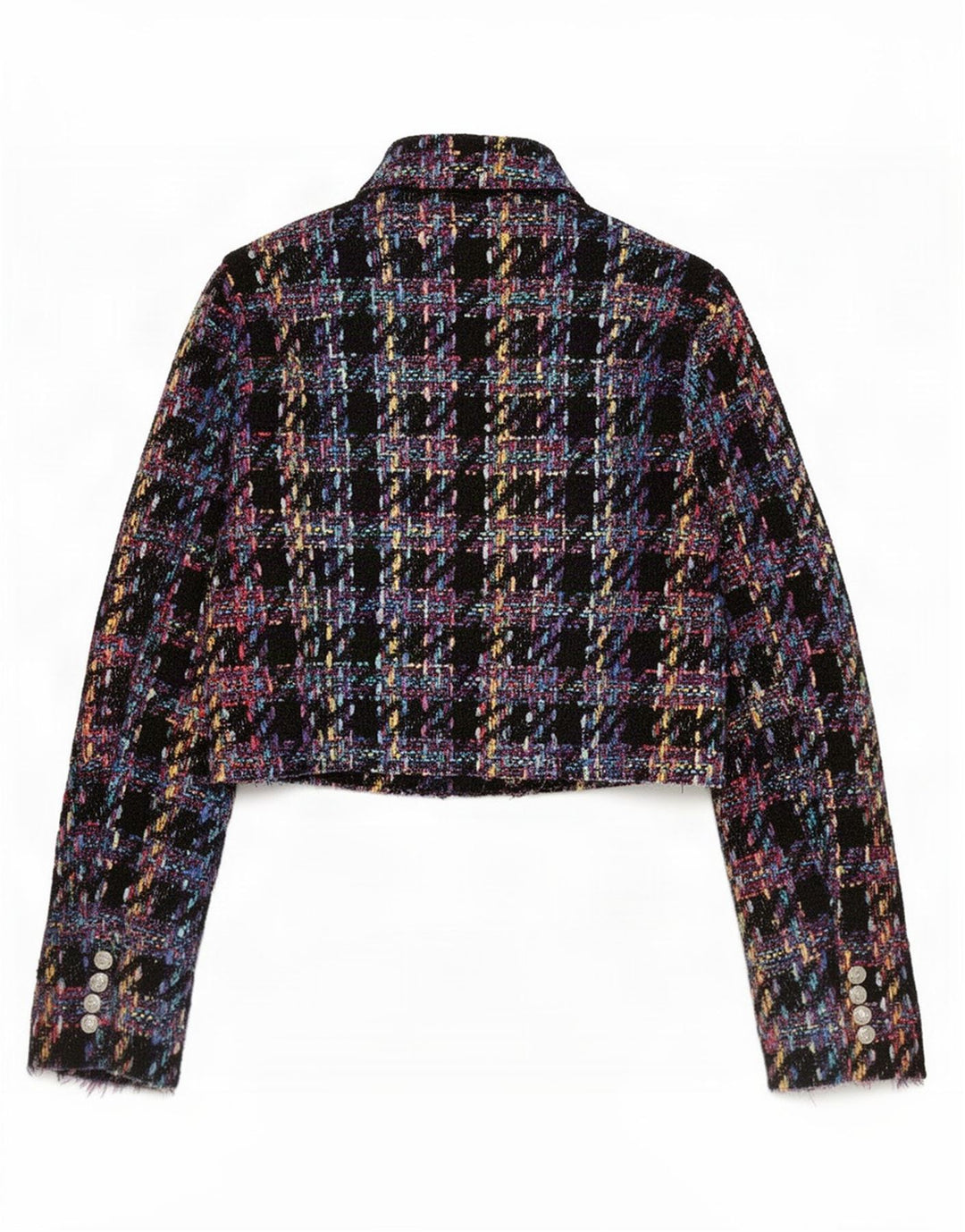 Damska marynarka Zara Crop Double Breasted Jacket UK 14 w dużą czarną kratę