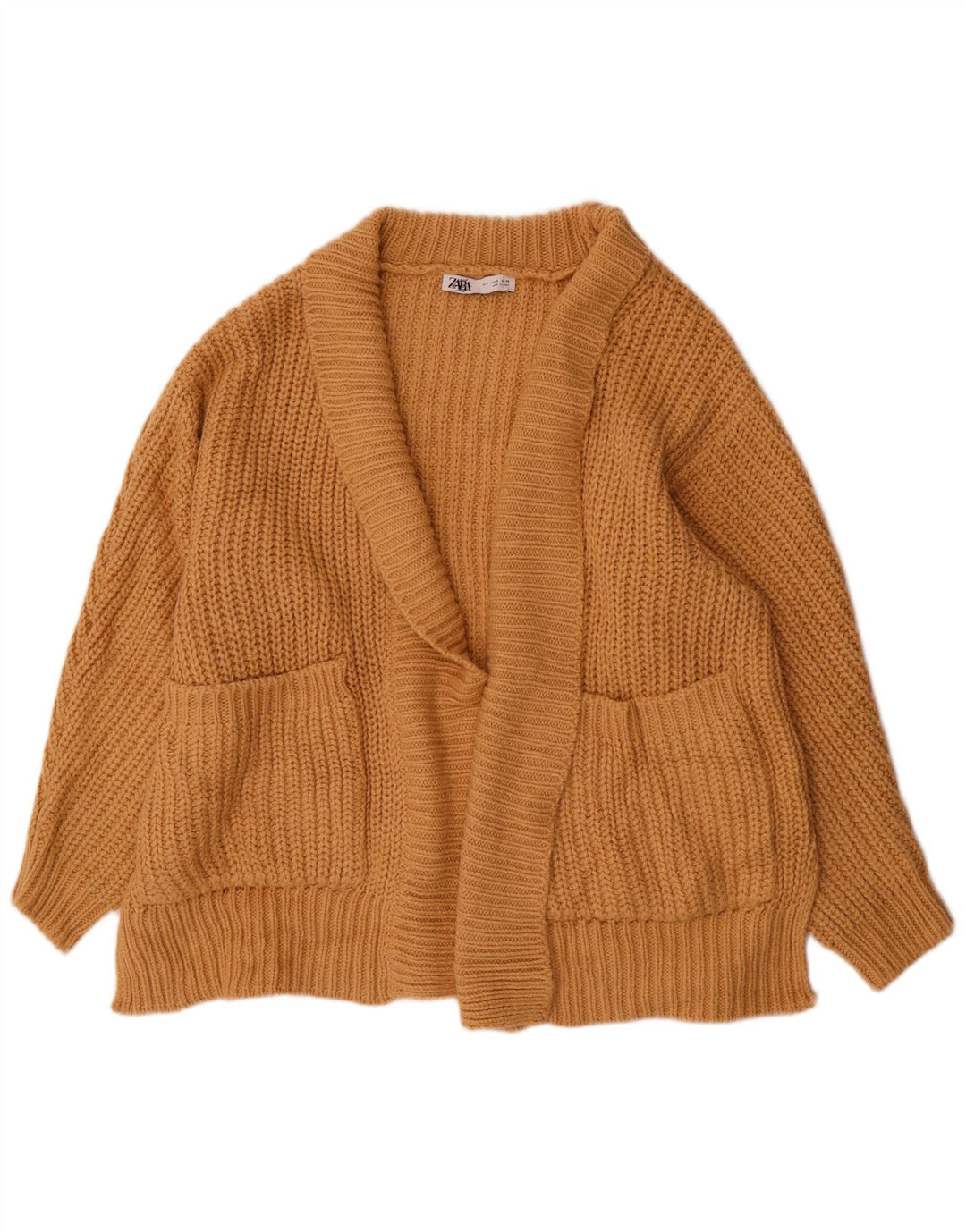 Damski sweter oversize z otwartym kardiganem Zara UK 10 Small Brown