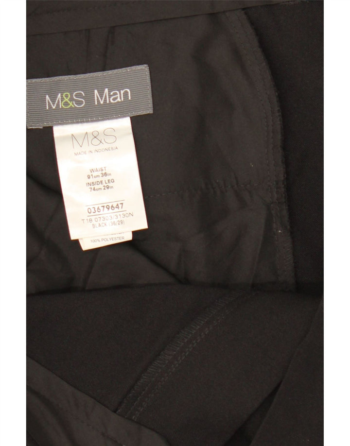 Męskie proste spodnie chino Marks & Spencer W36 L29 Czarny poliester
