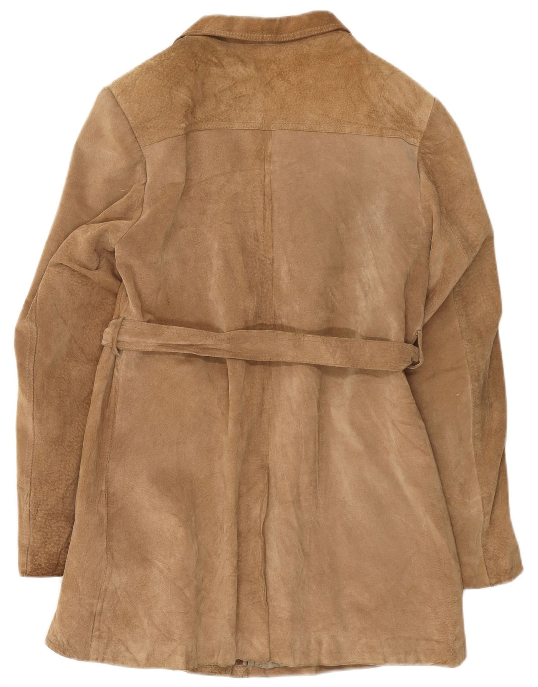 Zamszowy płaszcz damski w stylu vintage UK 14 średni beż