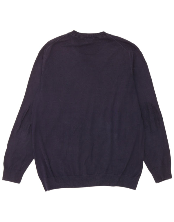 Lacoste Męski sweter z dekoltem w kształcie litery V, rozmiar 6 XL, granatowy, bawełniany