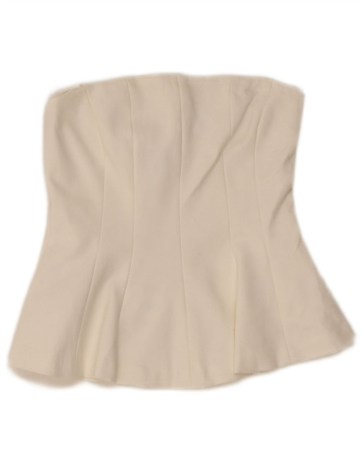 Damski krótki top bez ramiączek Zara UK 4 XS, biały poliester