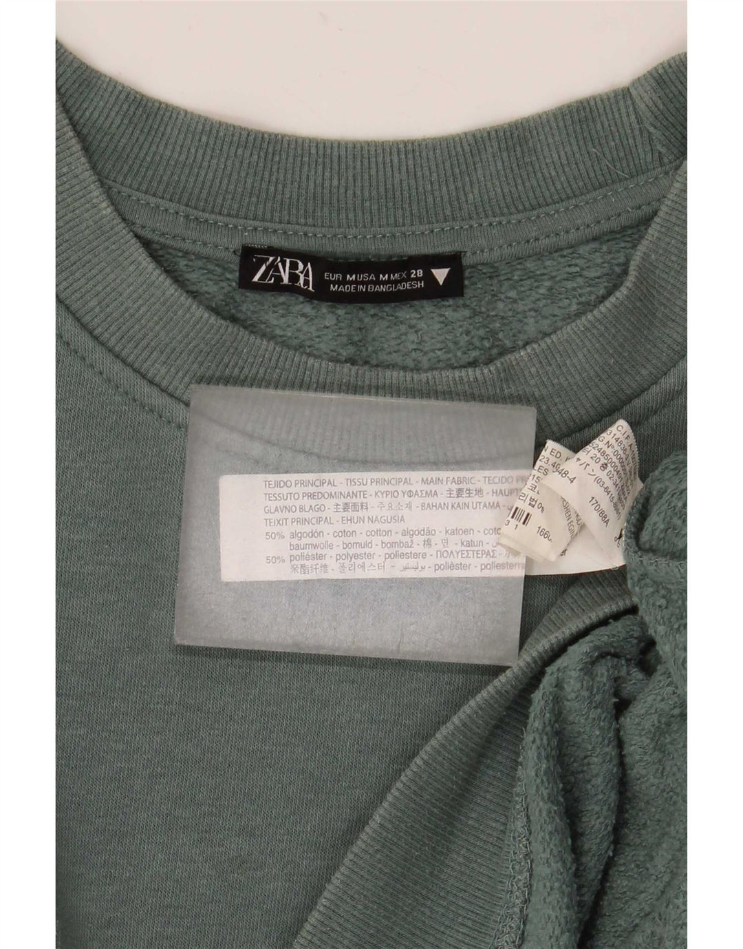 Damska bluza oversize Zara Crop UK 14, średnia, zielona bawełna