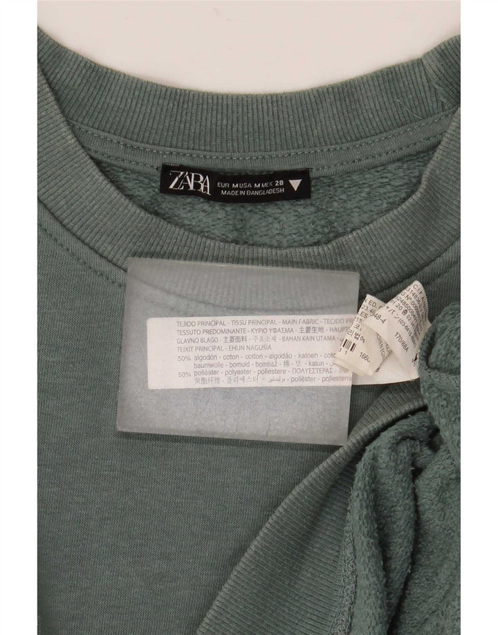 Damska bluza oversize Zara Crop UK 14, średnia, zielona bawełna