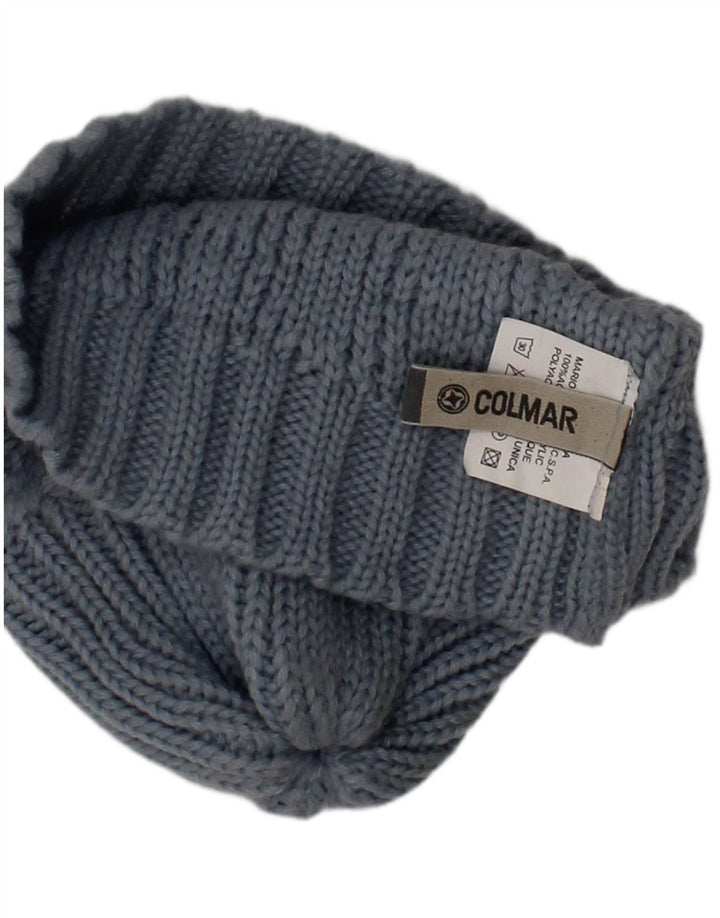 COLMAR Womens Knit Beanie Hat One Size Blue Geometric Acrylic Winter