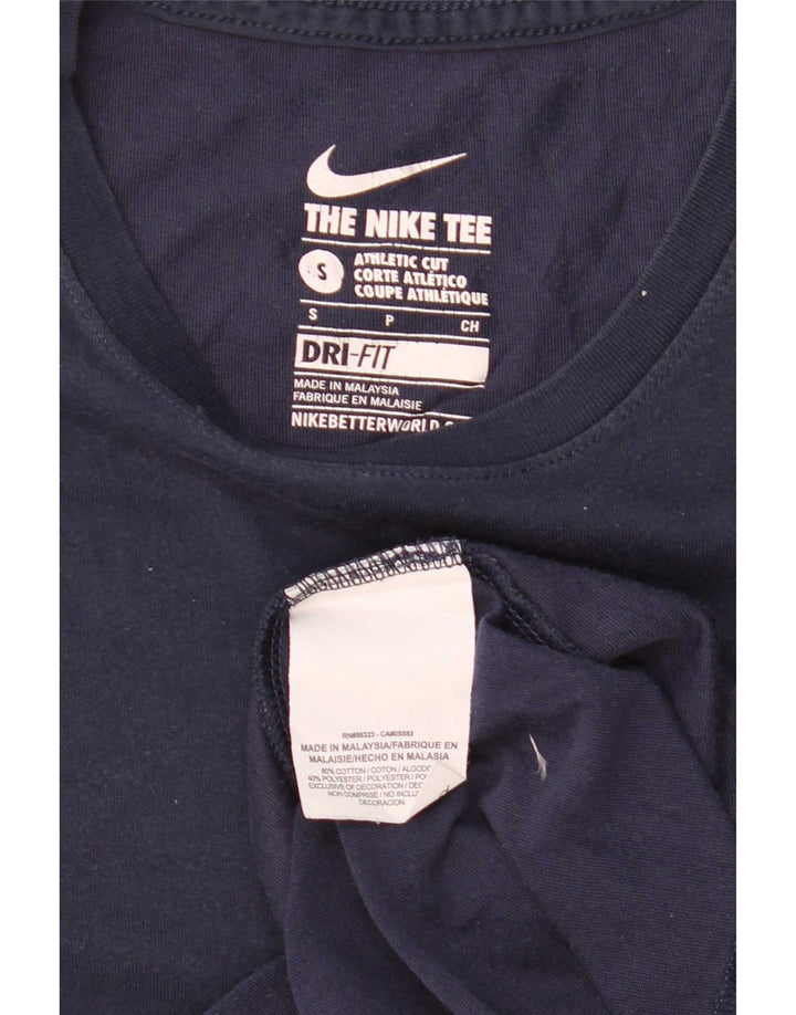 Męski T-shirt Nike o sportowym kroju, mały, granatowy, bawełniany