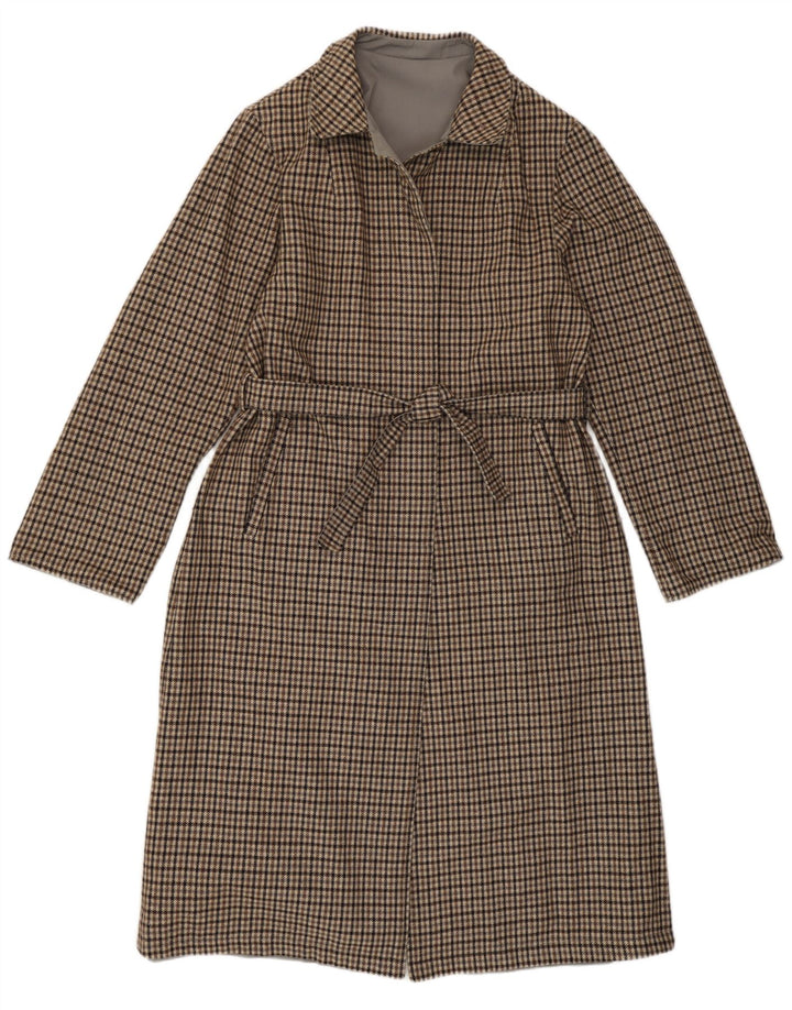 Dwustronny płaszcz damski w stylu vintage IT 46 w małą szarą kratkę