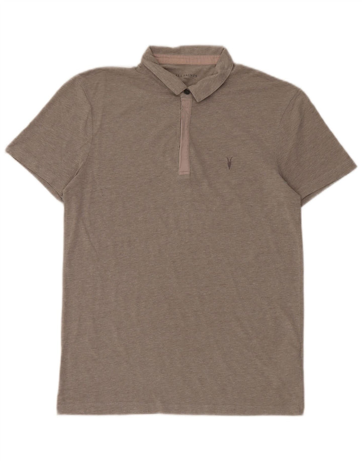 Męska koszulka polo All Saints, mała, szara, bawełniana w paski