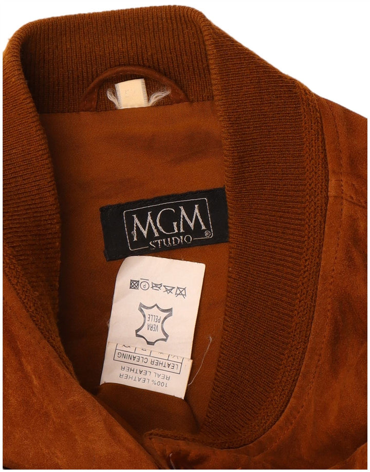 Vintage męska zamszowa kurtka bomber EU 52 XL brązowa skóra