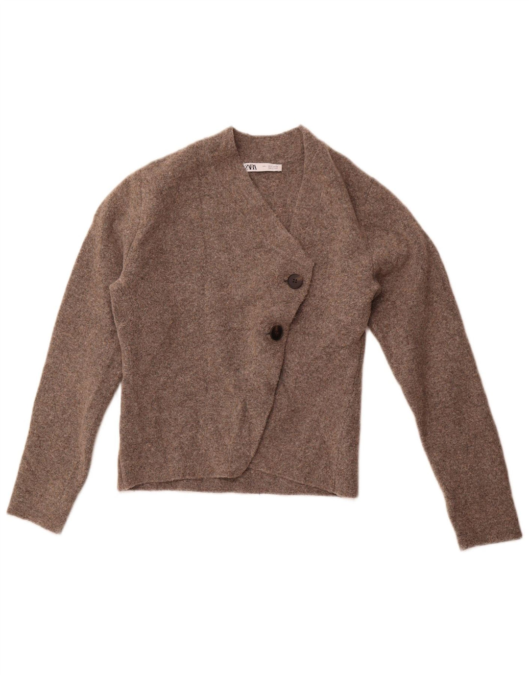 Sweter damski ZARA Crop Cardigan UK 14, duży, brązowy poliamid