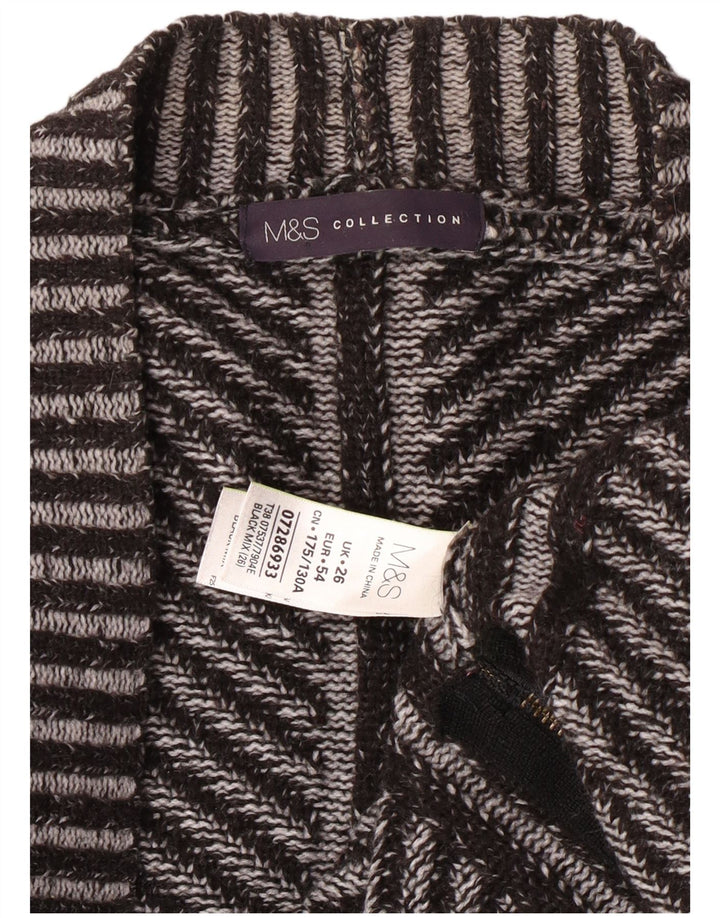 Marks & Spencer Damski sweter rozpinany UK 26 5XL Szary akryl w paski