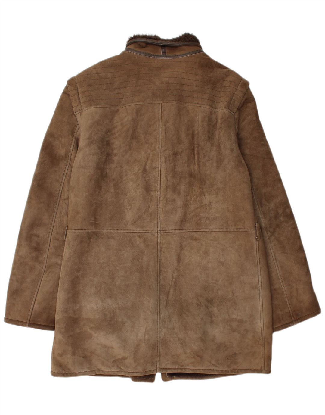 Vintage męski płaszcz z owczej skóry UK 40, duży brązowy Shearling