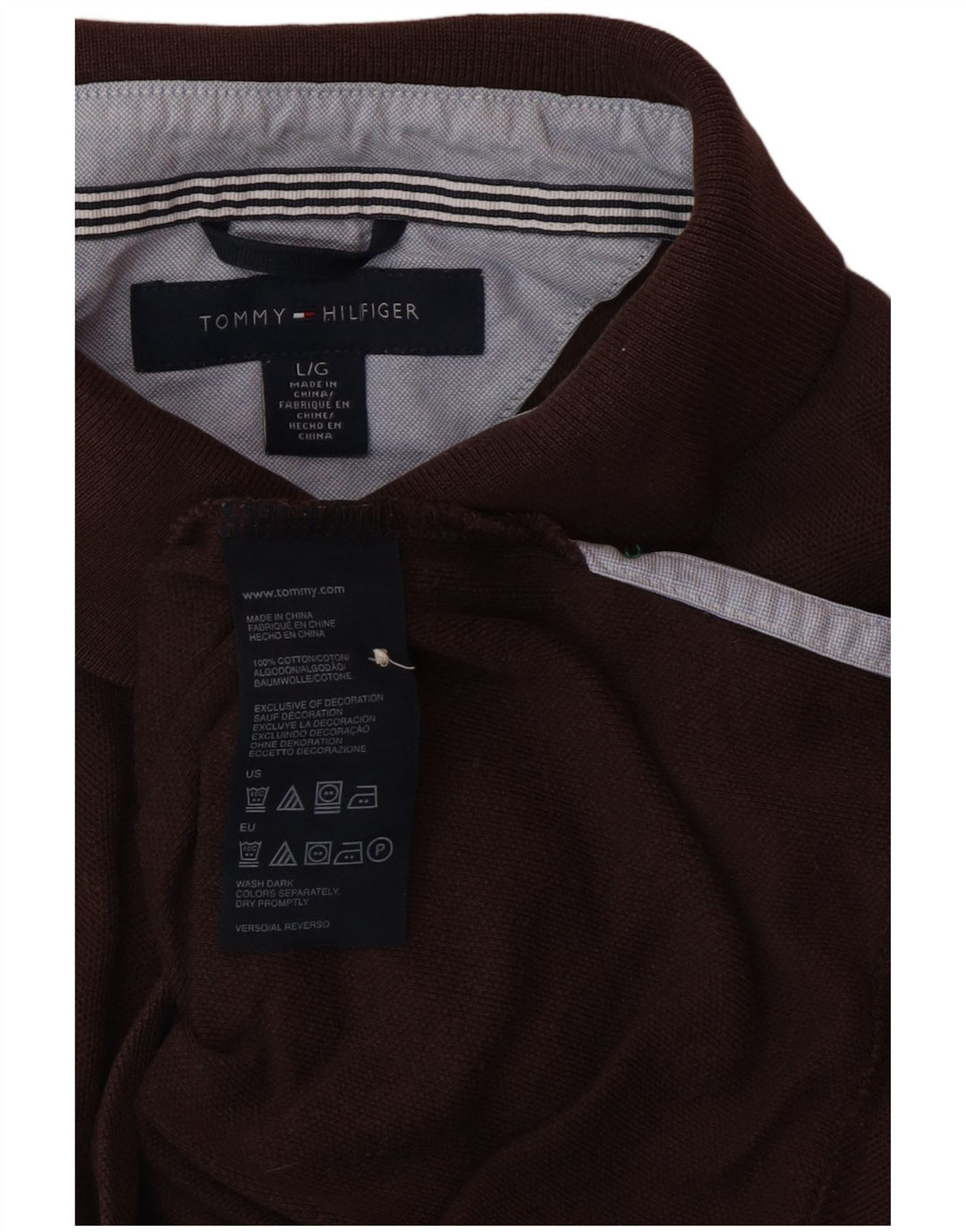 Męska koszulka polo TOMMY HILFIGER, duża, brązowa, bawełniana