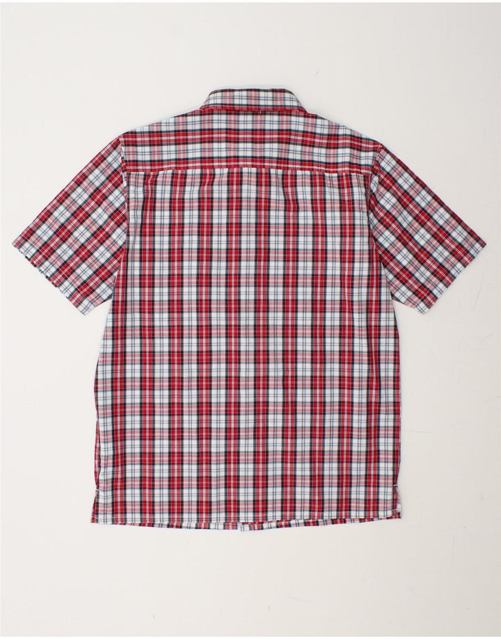 BRUGI Mens Short Sleeve Shirt Medium Red Check Polyester Vintage Brugi and Second-Hand Brugi from Messina Hembry 