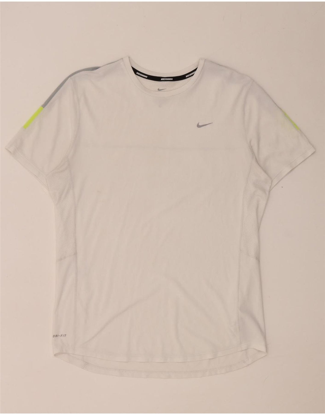 Męski T-shirt Nike Dri Fit Top, średni biały poliester z blokami kolorów