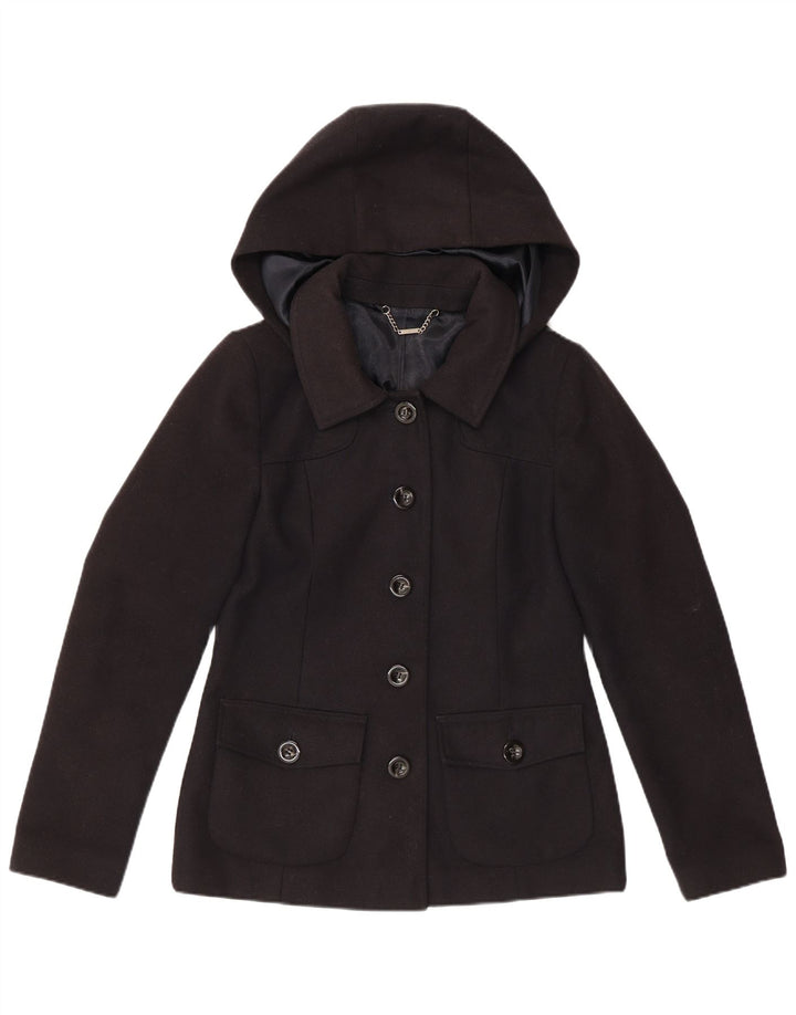 LAURA ASHLEY Damska marynarka z kapturem i 5 guzikami, UK 10, mała, granatowa