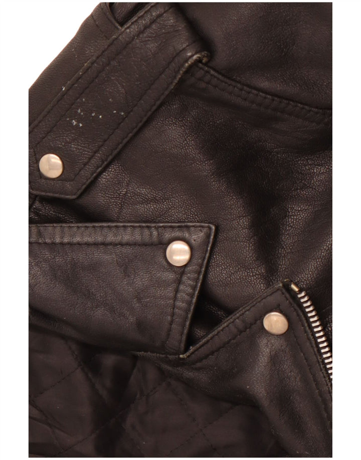 Damska skórzana kurtka motocyklowa VINTAGE UK 14, średnia czarna skóra