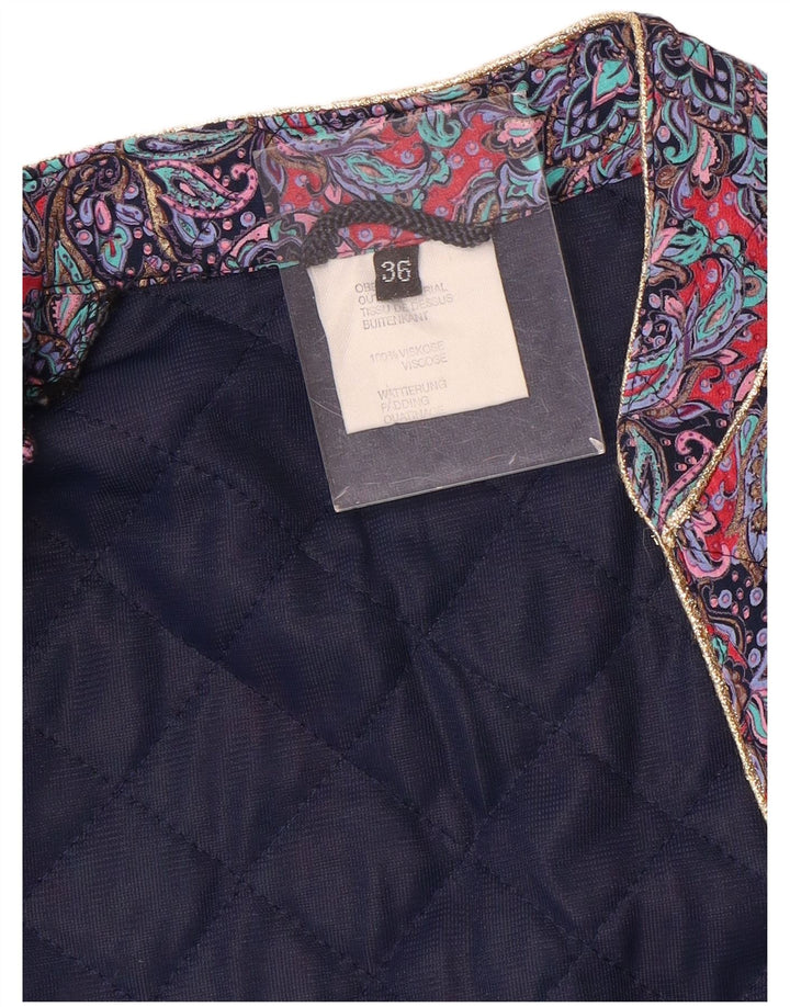 Ocieplana kurtka damska IT 36 w stylu vintage, mała fioletowa wiskoza Paisley