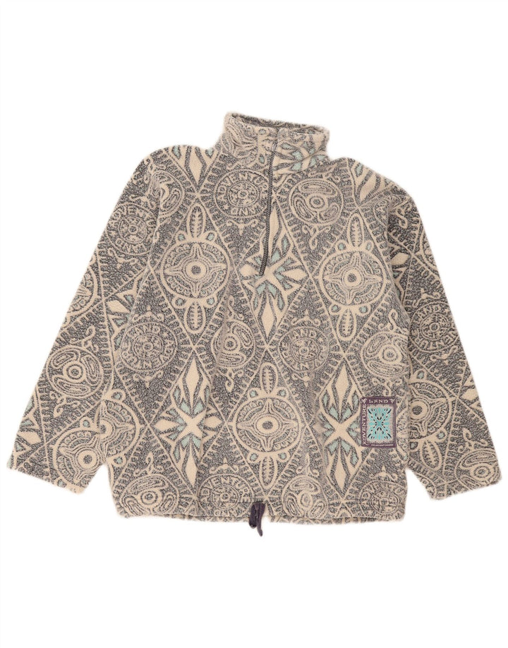 Męski sweter polarowy z zamkiem błyskawicznym w stylu vintage, duży, szary, geometryczny poliester