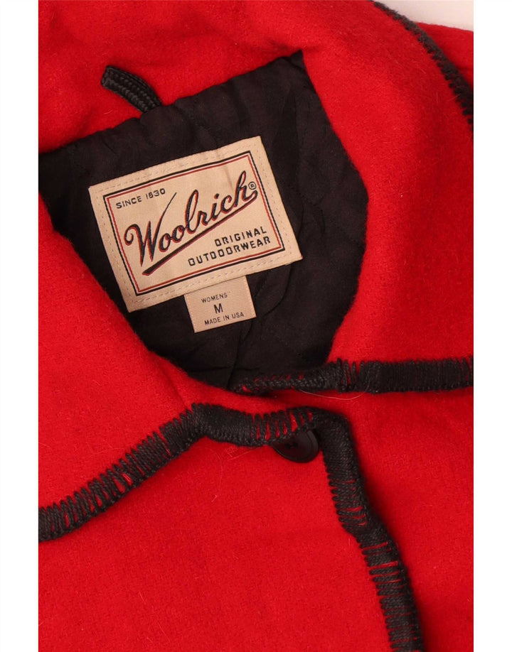 Damski płaszcz oversize Woolrich UK 14, średnia czerwona wełna