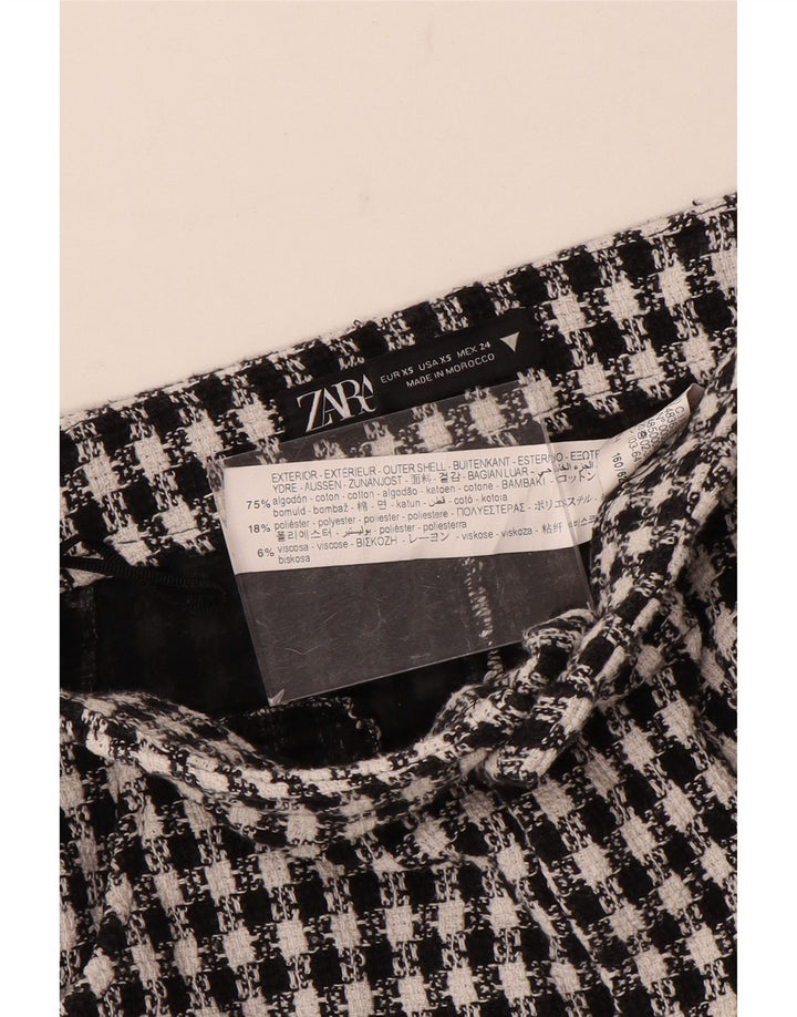 Damska mini spódniczka Zara XS W24 Czarna bawełniana pepitka