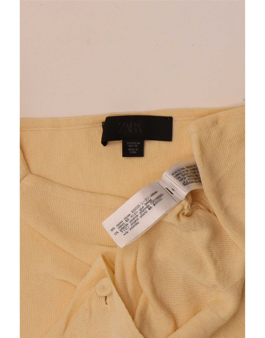 Damski krótki top Zara UK 12 Średni żółty wiskoza
