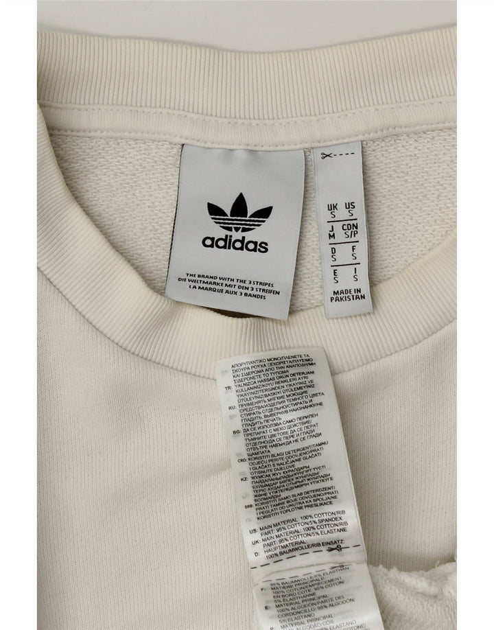 Męska bluza z grafiką ADIDAS, mała, biała, bawełniana