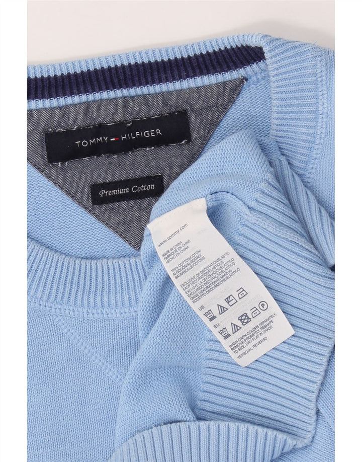 TOMMY HILFIGER Mens Crew Neck Jumper Sweater Small Blue Cotton Vintage Tommy Hilfiger and Second-Hand Tommy Hilfiger from Messina Hembry 