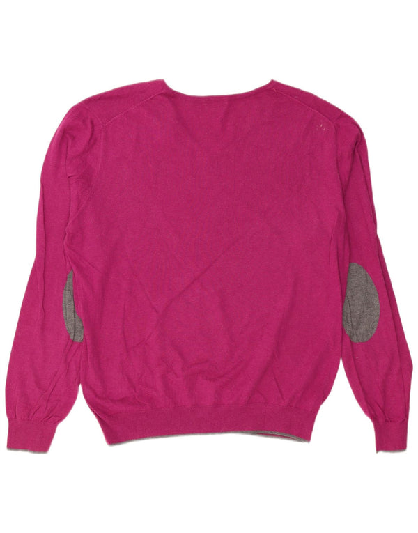 MASSIMO DUTTI Męski sweter z dekoltem w kształcie litery V, XL, fioletowo-bawełniany