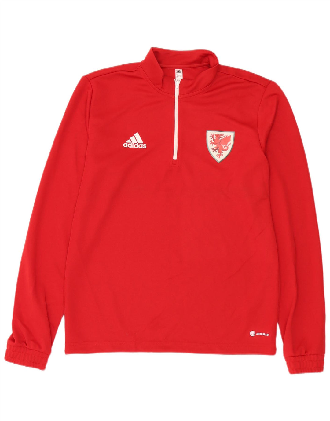 Dres męski Adidas Aeroready z zamkiem błyskawicznym na szyi, średni czerwony poliester