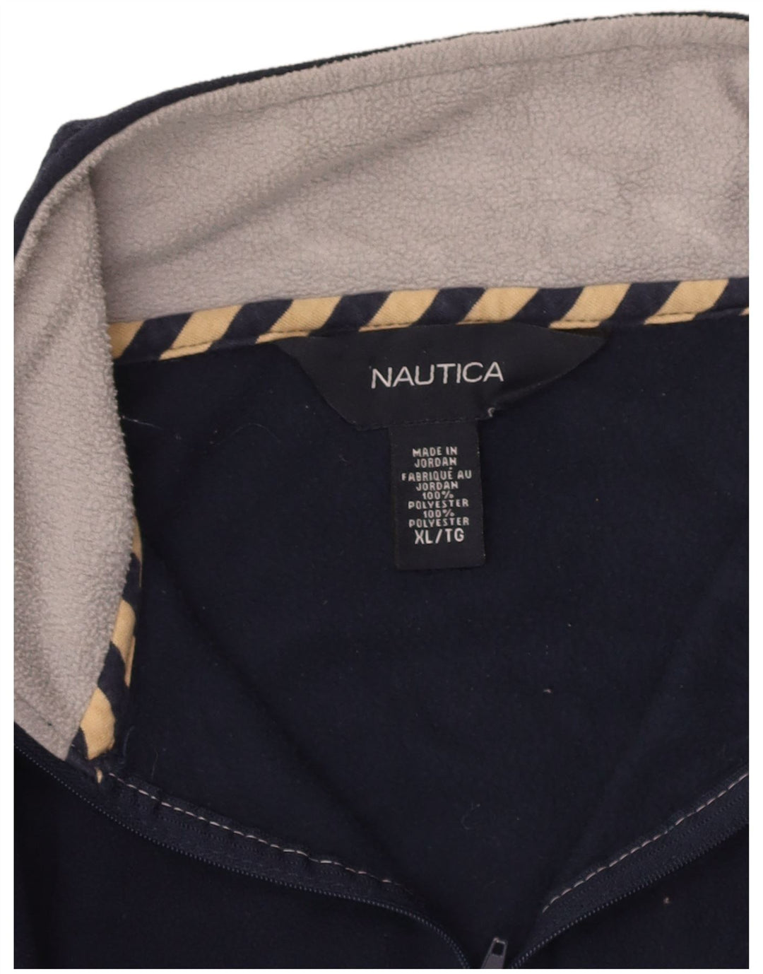 NAUTICA Mens Zip Neck Fleece Jumper XL Navy Blue Polyester