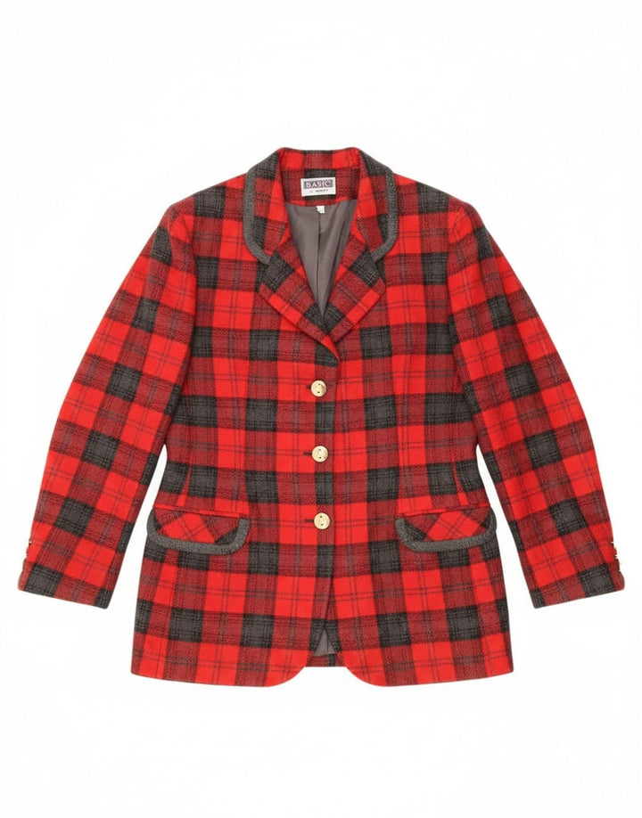 Damska marynarka Bagarry zapinana na 3 guziki IT 44, wełniana w średnią czerwoną kratkę