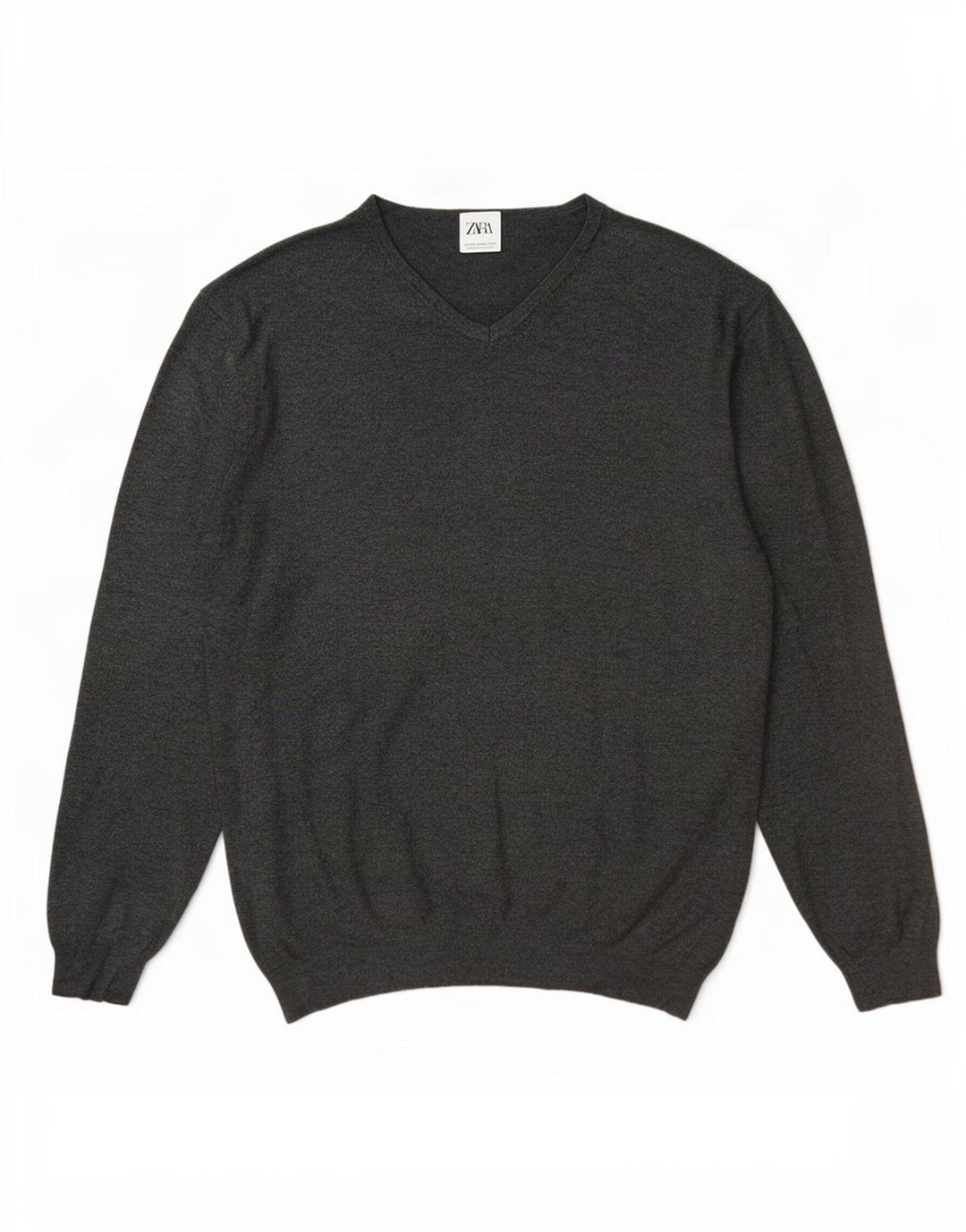 Męski sweter Zara z dekoltem w kształcie litery V, 2XL, szara wiskoza