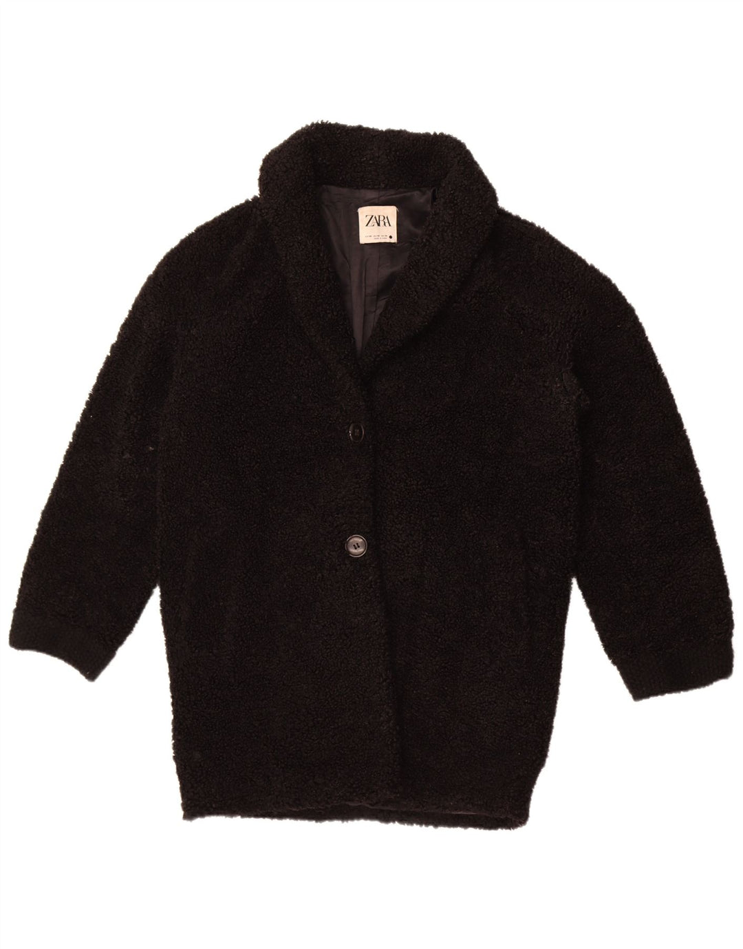 Damski polarowy płaszcz oversize Zara UK 6 XS, czarny poliester