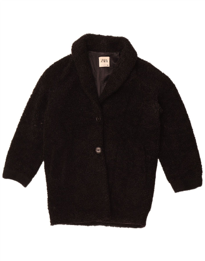 Damski polarowy płaszcz oversize Zara UK 6 XS, czarny poliester