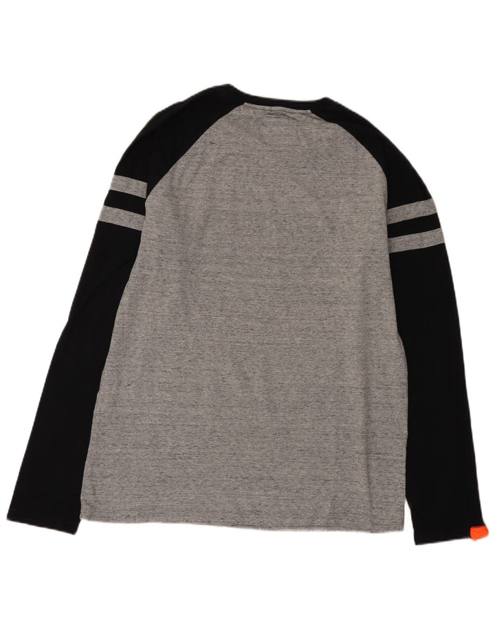 Męski top Superdry z długim rękawem XL, szary, w blokach kolorów