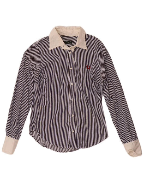 Koszula damska Fred Perry UK 10, mała, bawełniana w prążki, granatowa