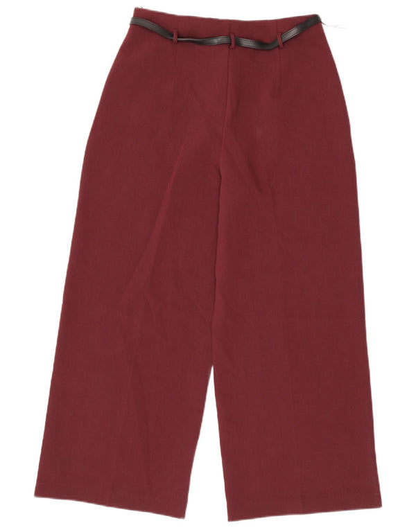 Zara Damskie spodnie typu casual z wysokim stanem i szerokimi nogawkami, małe W26 L25 Burgundowe