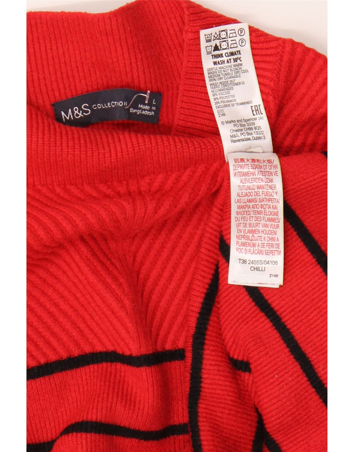 Marks & Spencer Damski sweter z golfem UK 16, duże czerwone paski