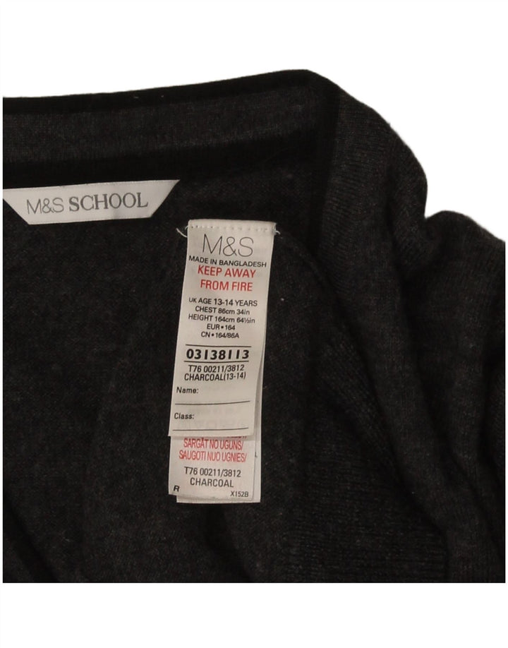 Marks & Spencer Chłopięcy sweter kardigan 13-14 lat Szara wełna Merino