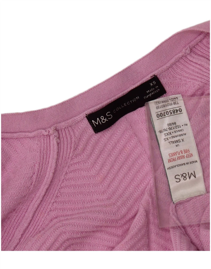 MARKS & SPENCER Damski sweter rozpinany UK 10 Small Pink Chevron
