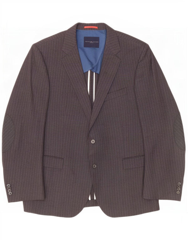 Męska marynarka zapinana na 2 guziki Tommy Hilfiger IT 56 3XL Szara w prążki