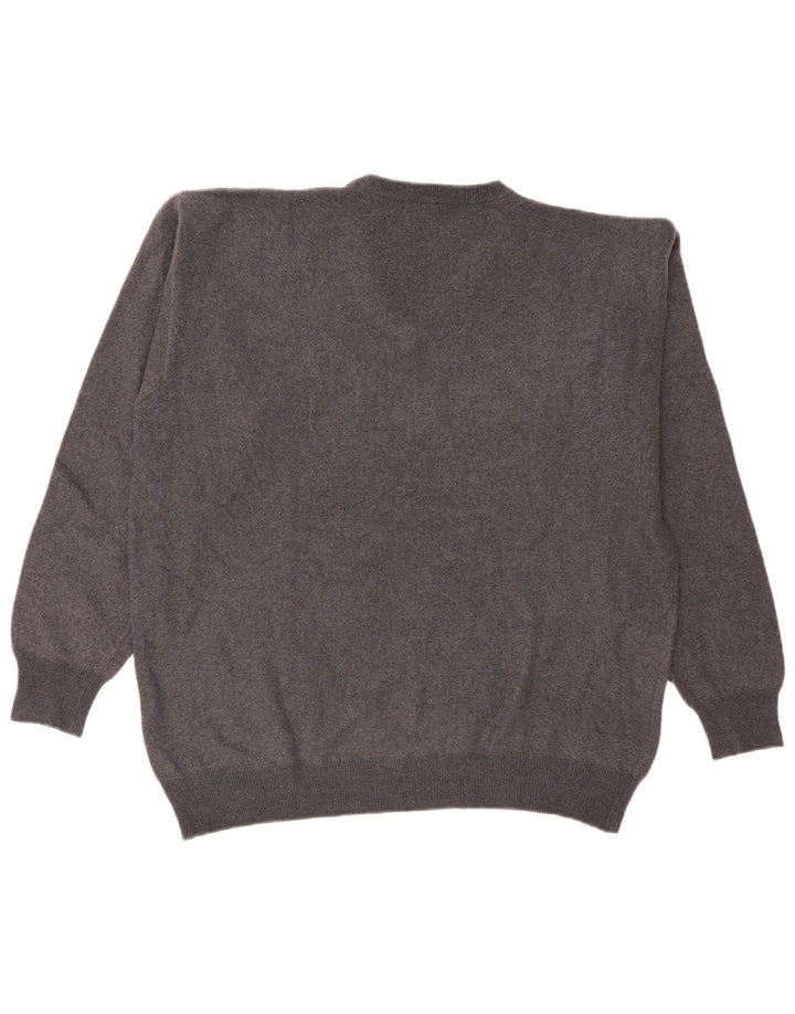 Męski sweter Kappa z dekoltem w szpic, duży, szary, wełniany